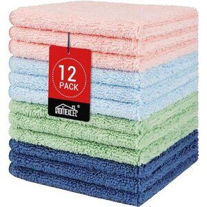 12 Pack Microfiber Washcloths 12x12 Soft Absorbent Face Towel Set Multicolor